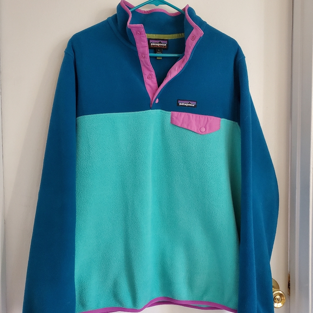 Patagonia Synchilla Pullover Fleece Teal & Pink